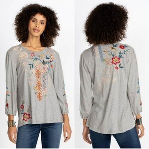 Johnny Was ELLIA PUFF SLEEVE TEE Heather grey medium